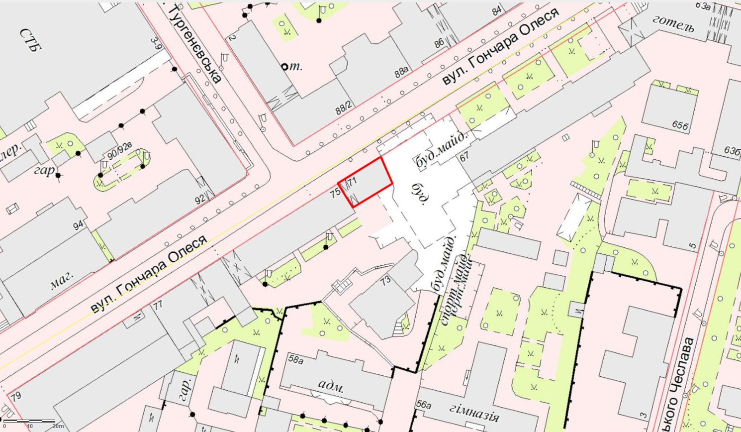 Садиба на топографічній мапі