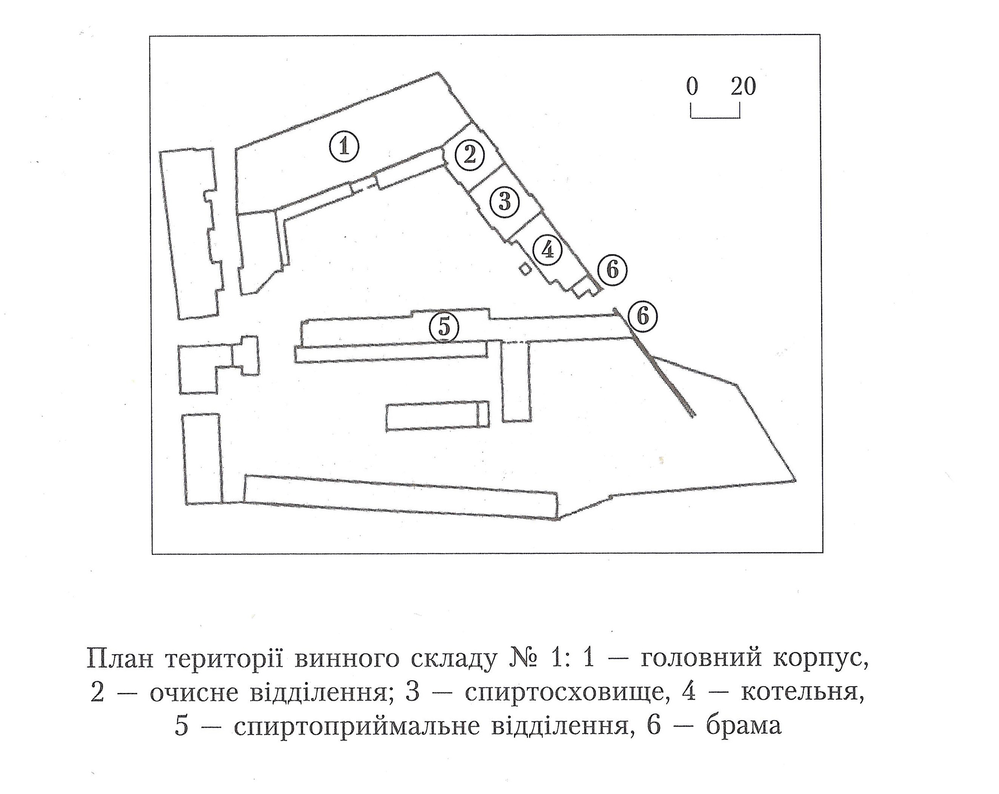 План-схема розміщення історичних споруд Винного складу №1