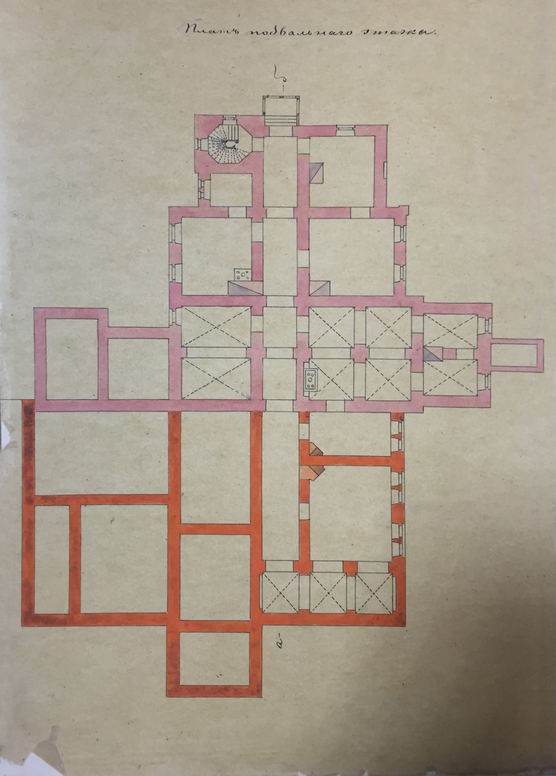 План підвального поверху по проекту перебудови барона Штайнгеля
